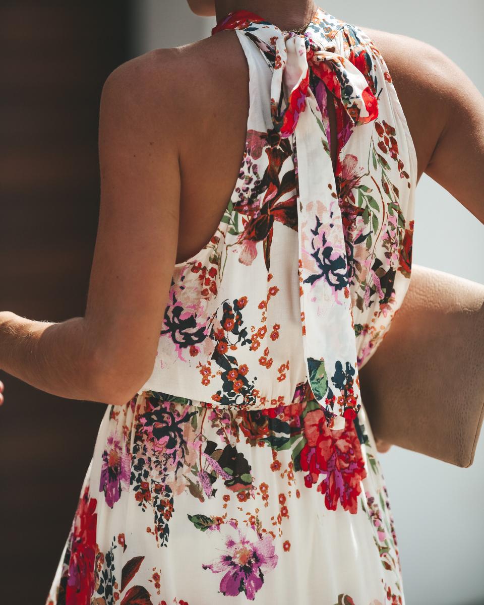 Floral Print Sleeveless Maxi Dress
