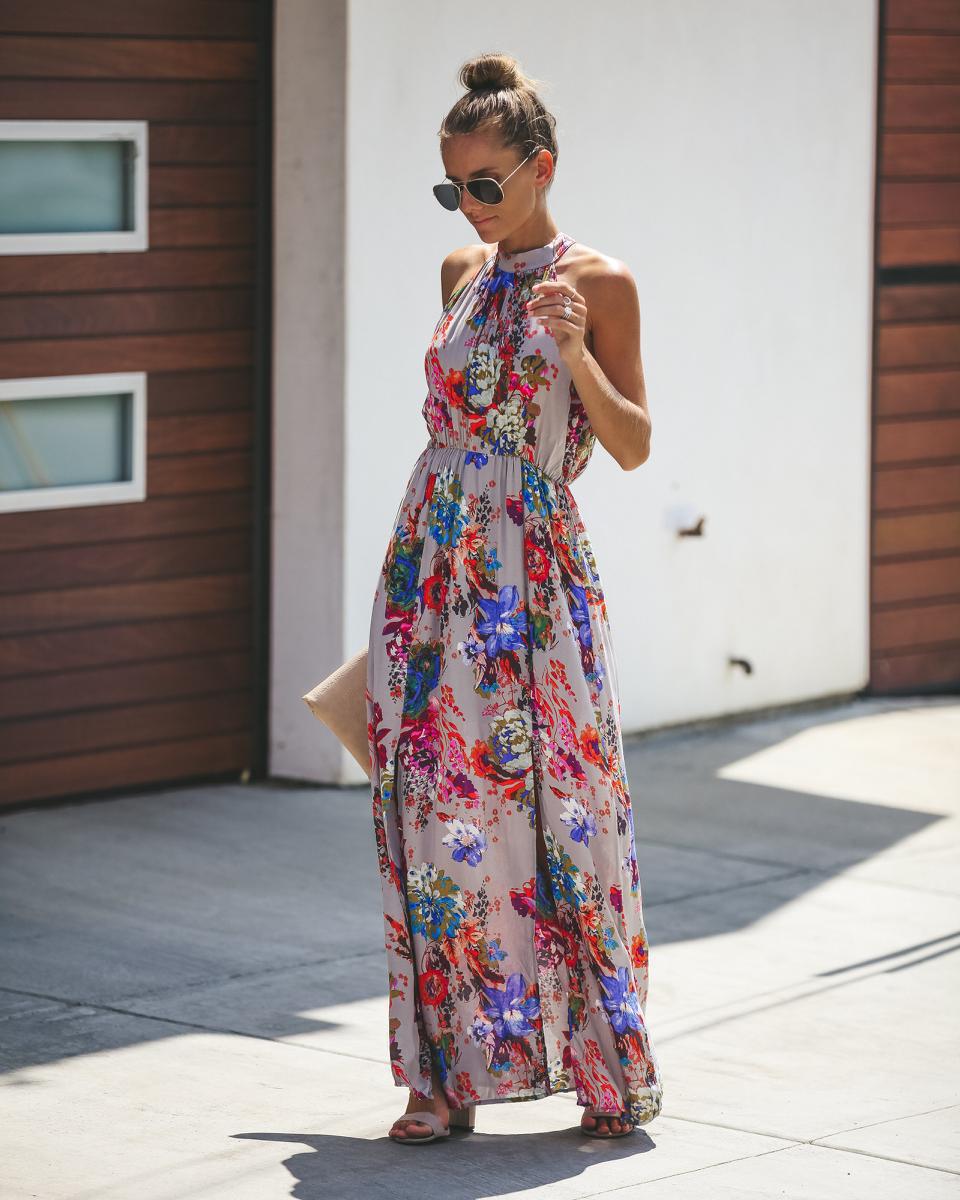 Floral Print Sleeveless Maxi Dress