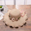 Women's Summer Beach Straw Hat with Flower Design