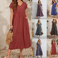 Original Design Women's Floral Maxi Dress with Tie Neck