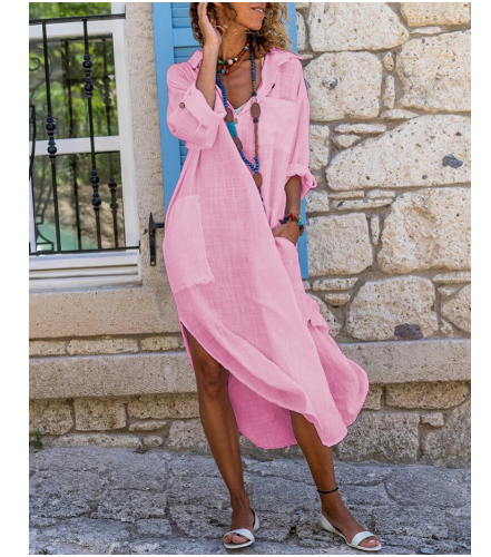 New Solid Color Summer Dress with Off-Shoulder Design