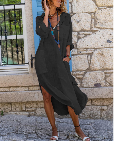 New Solid Color Summer Dress with Off-Shoulder Design