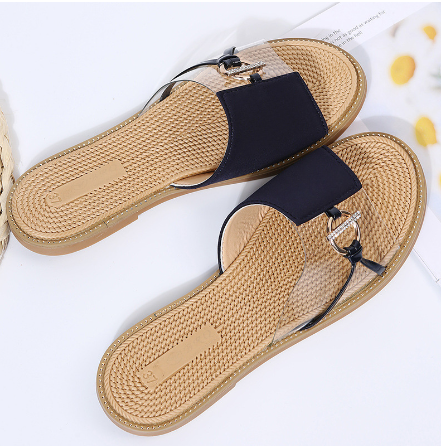 Half Suede and Transparent Flat Sandals (One Pair)