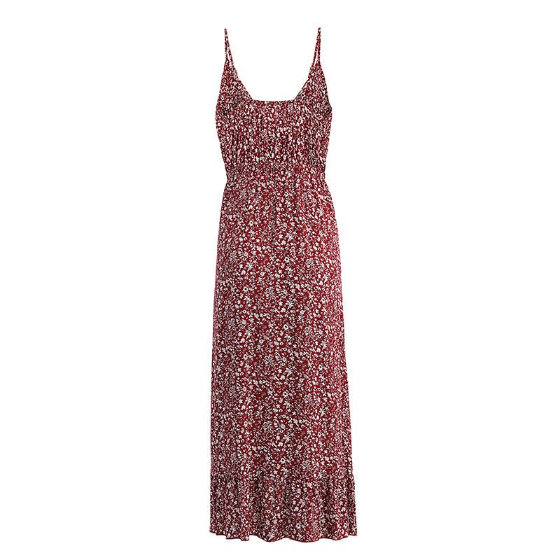 Sexy Floral Print Maxi Dress with Bow Straps