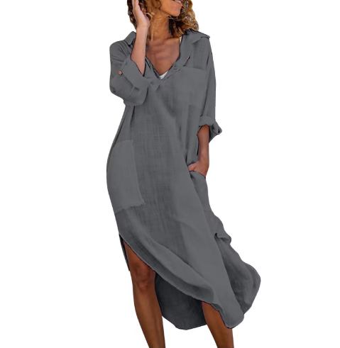 New Solid Color Summer Dress with Off-Shoulder Design