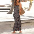 Bohemian Style Strapless Maxi Dress with Prints