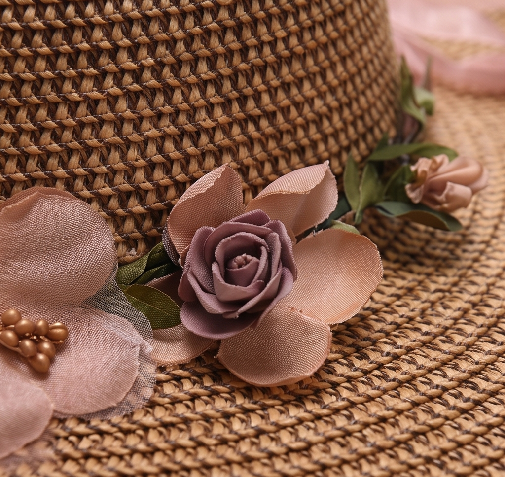 Women's Summer Beach Straw Hat with Flower Design (Cópia)