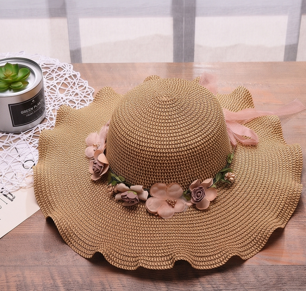 Women's Summer Beach Straw Hat with Flower Design (Cópia)