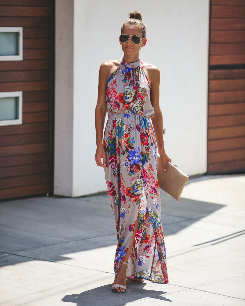 Floral Print Sleeveless Maxi Dress
