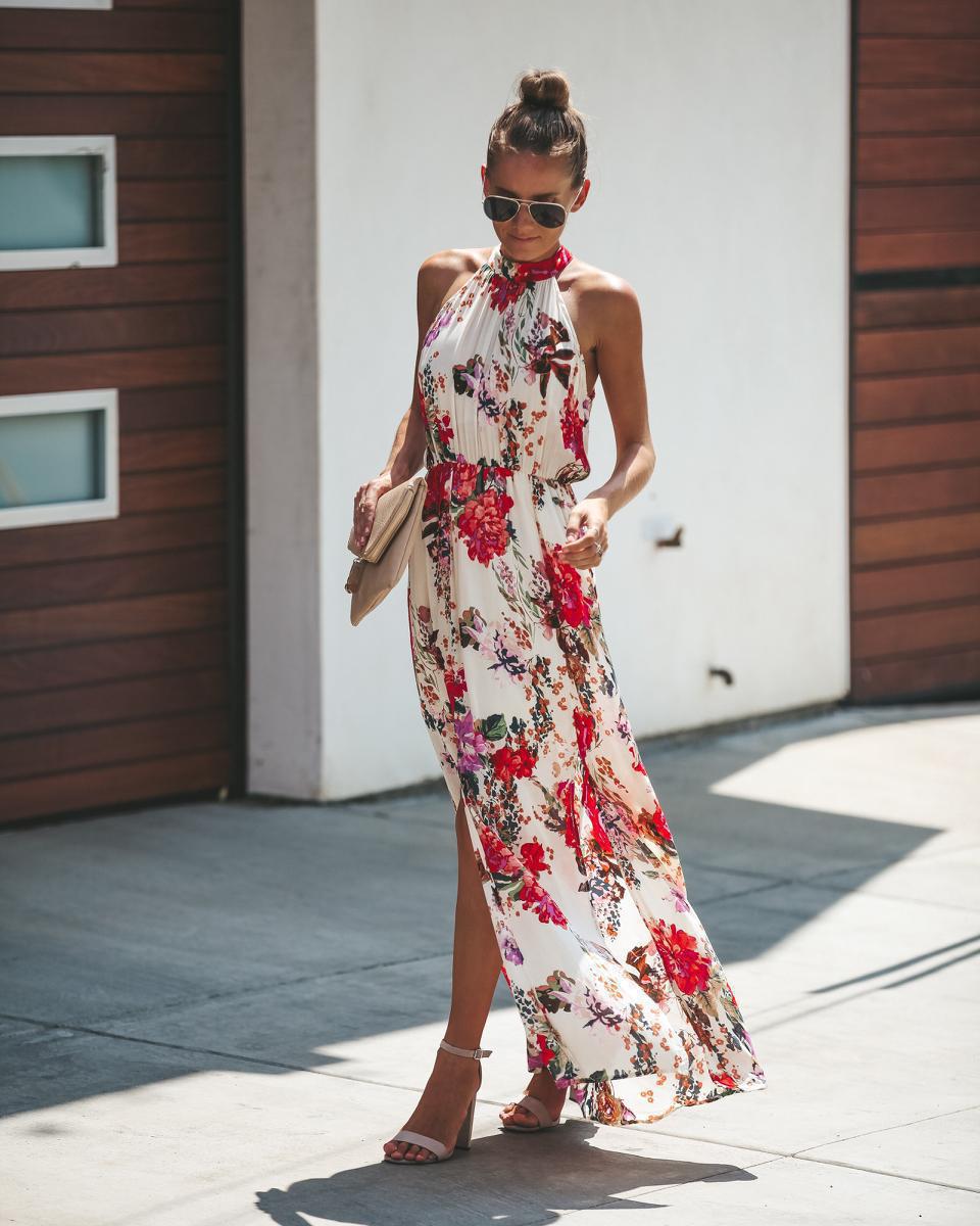 Floral Print Sleeveless Maxi Dress